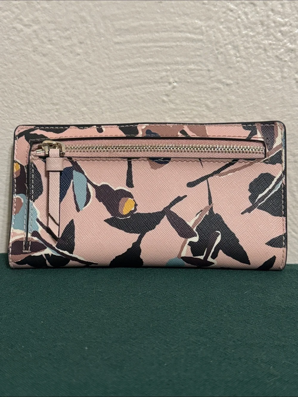 kate spade Pink Floral Print Continental Wallet with Blue Accents - Picture 3 of 9